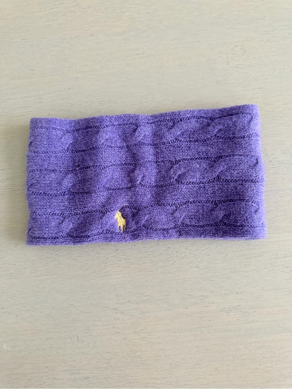 Purple Cable Knit Headband with Polo Ralph Lauren Logo One Size Wool Cashmere